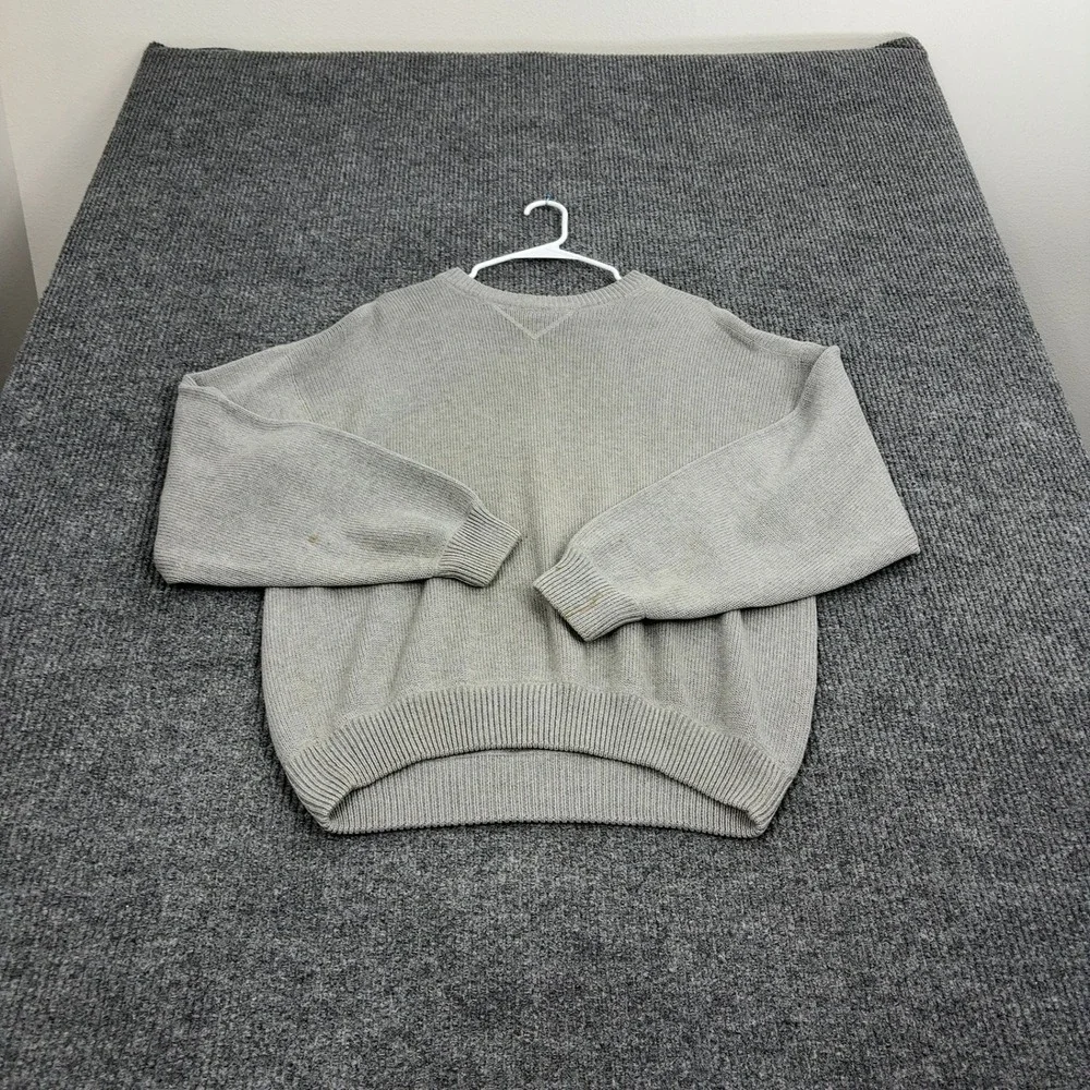Vintage Eddie Bauer Sweater Mens L Grey Cotton Ribbed Crewneck Gorpcore Outdoor - Picture 4 of 10